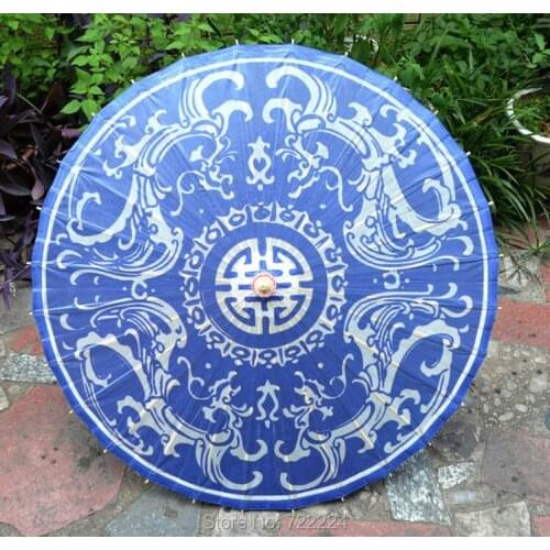 Dia 84cm Chinese Ancient Blue and White Paraguas Traditional Handmade Dance Parasol Cosplay Props Decrotion Oilpaper Umbrella