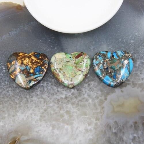 1pcs Top Drilled Emperor Stone Heart-shaped Pendant,Sea Sediment Imperial Jaspers Necklace For DIY Jewelry Making Accessories