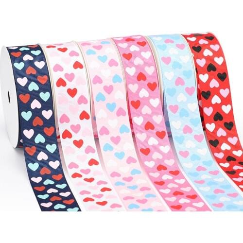 10 Yards 1'' 25MM Valentines Day Love Printed Grosgrain Ribbon Hair Bows Gift DIY Handmade Materials Holiday Party Decorations