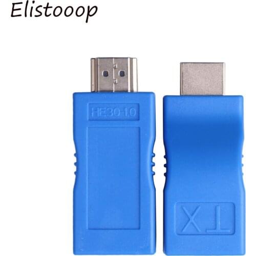 1080P 1 Pair of 30m HDMI-Compatible Extender Transmitter TX/RX Over Cat5e CAT6 RJ45 Ethernet Cable for PC TV Projector