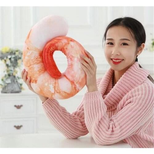2015 New Novelty Simulation shrimp 3D U Shaped Neck Pillow Creative Throw Pillow Cushion Plush Toy