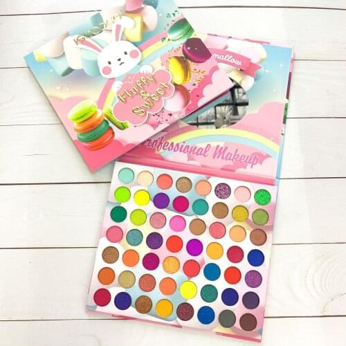 56 Colors Cartoon Rabbit Pearly Matte Sequins Large Eyeshadow Palette