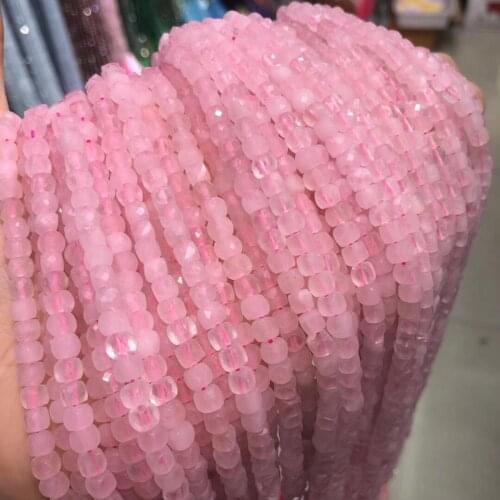 Natural Stone Beads Section Square Pink Crystal Loose Beads For Jewelry Making 4 mm DIY Necklace Bracelet Earrings Accessory