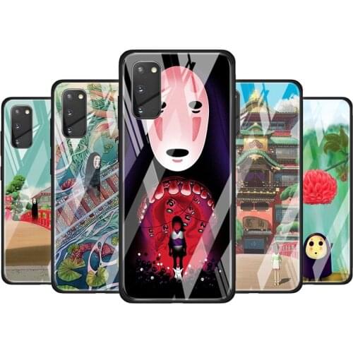 Spirited Away No Face Man Tempered Glass Cover For Samsung Galaxy S20 S10 S9 S8 S10E FE Ultra Plus Lite 5G Phone Case