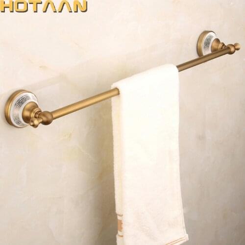 HOT SELLING, Antique Brass Bathroom towel holder,Single towel bar with ceramic, 60cm solid brass towel rack with YT-13296