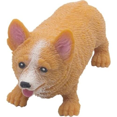 Interactive Anxiety Toy Gift for Kids Stretching Corgi Dog Pressure Relieving Pet Dog Toy Practical Joke Toy Novelty Toy