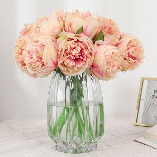 1 Bunch 5pcs Artificial Cloth Peony Flowers for Home Decoration Wedding Bouquet Bride Living Room Mothers Day Home Gifts