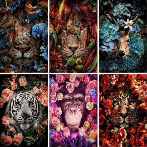 GATYZTORY Frame Picture Parrot LionDIY Painting By Numbers Animals Coloring By Numbers Modern Wall Art Canvas Painting Decor
