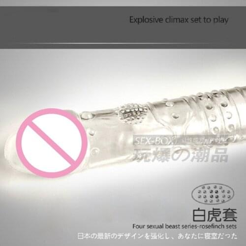 New crystal Tiger silicone condoms penis extender with salient point enlargement sleeve for men sex toys