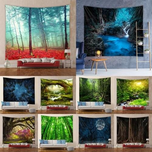 Forest Wildflowers Wall Hanging Tapestry, Bohemian Mandala Tapestry Sanding Beach Throw Rug Blanket Home Decor Tapestry