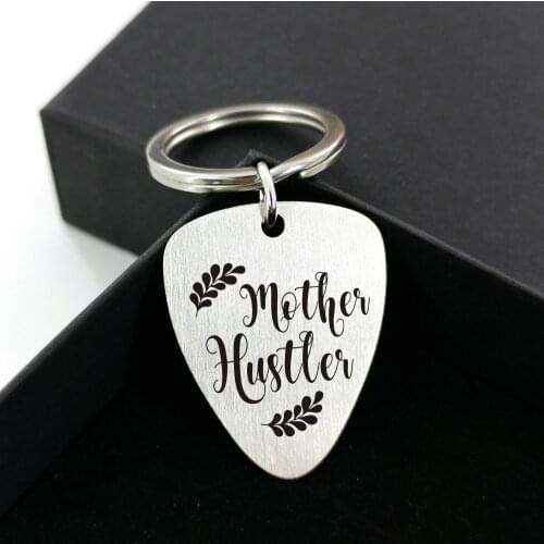Mom To Guitar Picks Plectrum Stainless Steel Metal Guitar Picks Plectrum Guitar Parts & steel Keychains