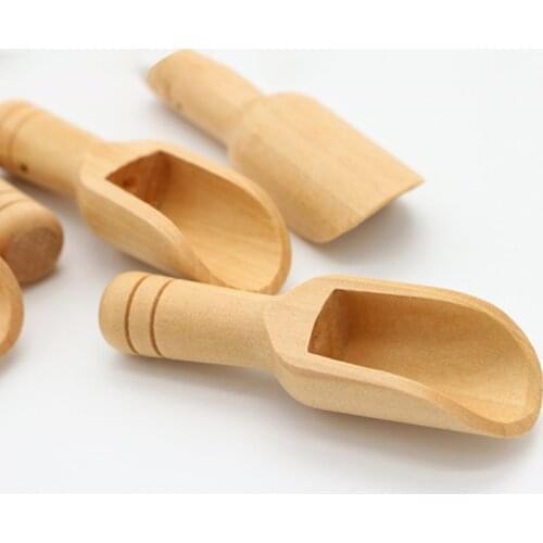 Mini Wooden Scoops Bath Salt Spoon Candy Flour Spoon Scoops Kitchen Utensils Bath Shower SPA Tool Laundry Detergent Powder Spoon