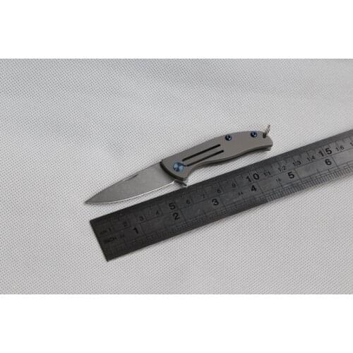 JUFULE made MIni small F95 style D2 blade Bear 95 folding knife Titanium outdoor camp hunt pocket fruit kitchen knife EDC tool