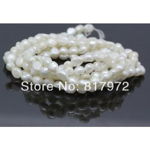 6x8mm Top Real pearl Irregular Bead White Natural pearl highlight Fashion pearl 37cm Loose Beads women Jewelry Party Gift