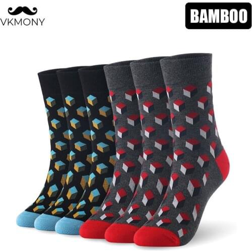 Socks men bamboo fiber stereoscopic pattern man socks 6pairs/lot UK SIZE 7-11 EUR SIZE 40-46 1004 VKMONY