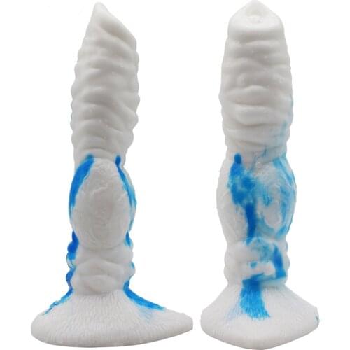 New colorful animal wolf dog dildo white blue red and black silicone fake penis sex toys for women men vagina anal masturbate