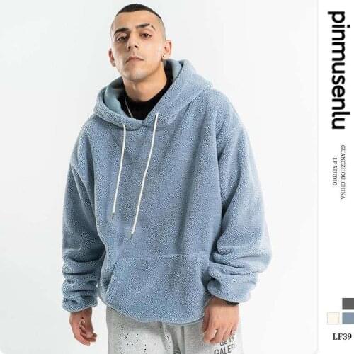 2021 Winter New Products Fashion Mens Hoodies Casual Solid Color Polar Fleece Loose Mens Hoodies