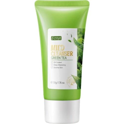 Green Tea Foam Facial Cleanser Black Head Remove Oil-Control Plants Essence Blemish Facial Cleanser Deep Cleansing Shrink Pores