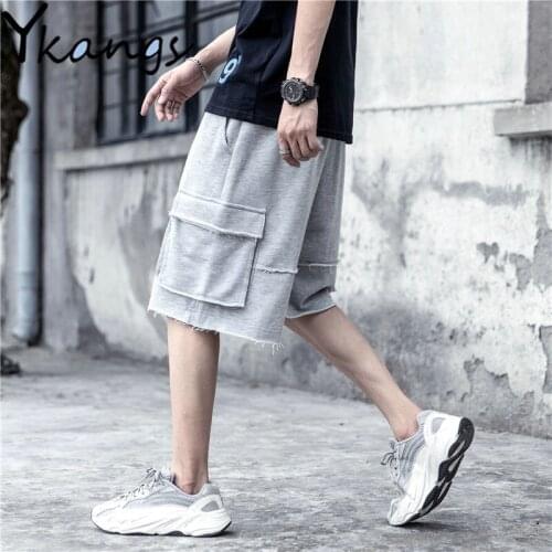 Big Pocket Solid Black Biker Cargo Shorts Fitness Jogger Wide Leg Loose Korean Style Clothes Shorts for Women Ladies Summer 2021