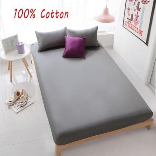 Cotton Bed sheet with Elastic band Grey fitted sheet 30cm deep Bedsheet