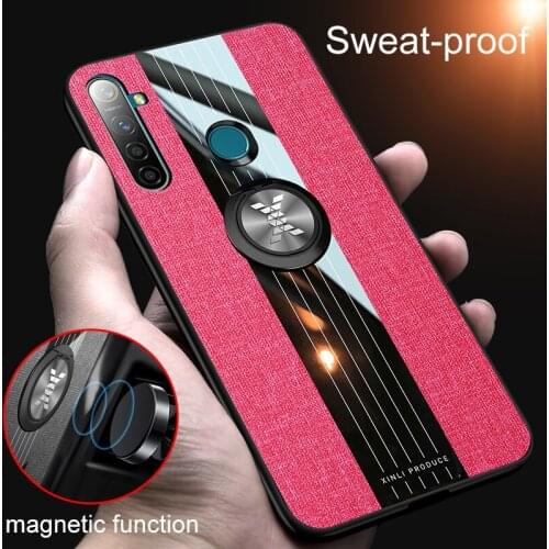 Coque Luxury Cloth Cases for OPPO Realme 5 Pro Q Realme5 5Pro Realme5Pro Fabric funda back cover Finger Ring Stand armor Housing