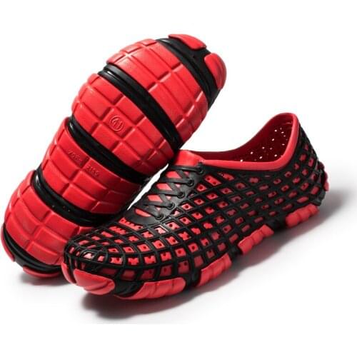 Men Summer Slip On Hollow Out Hole shoes Men Casula Outdoor Beach Shoes Sandals Mens Non Slip Fashion Shoes Size 45 YXYT