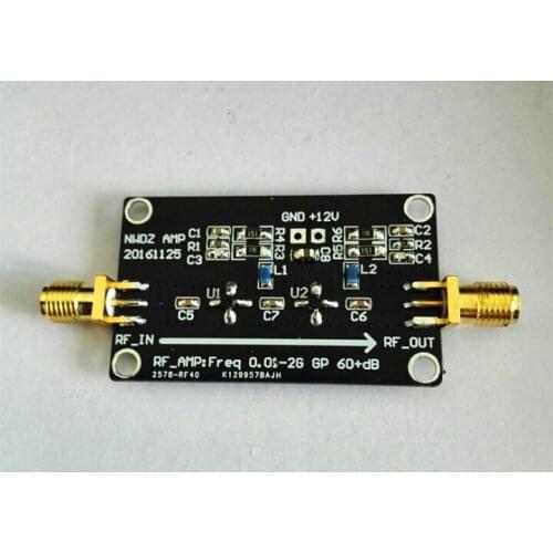 RF broadband amplifier Low noise discharge LNA 0.1M-2G gain 60dB two stage amplification
