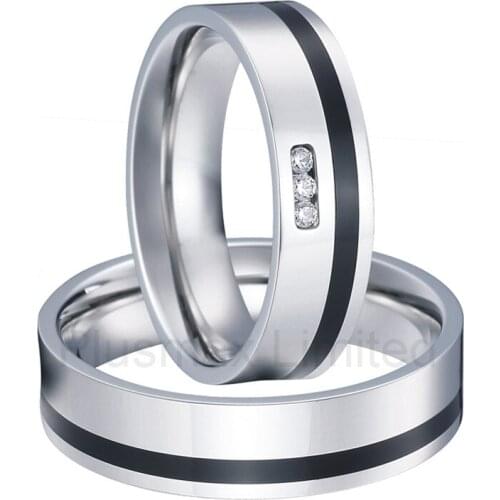 Alliances China factory Western countries black titanium steel wedding rings women men