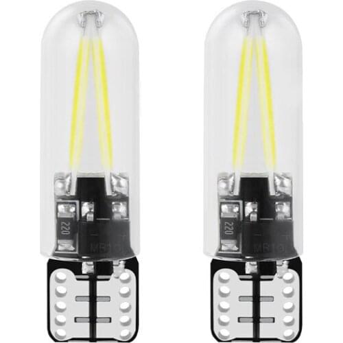 2PCS w5w T10 LED Bulb 194 Filament Glass COB Interior Clearance Lamp Trunk Rear fog Signal Lights auto car led 12V white