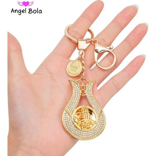 Turks Women/Men Gold Color Turkey Wedding Jewelry Turkish Coin Lucky Allah Key Ring Never Faded Luxury Crystal Coin Key Chains