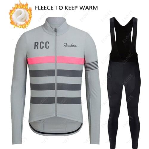 RCC Outdoor Winter Fleece Cycling Clothes Mans Long Sleeves Thermal Fleece Cycling Sportswear MTB Road Bike Cycling Jersey Set