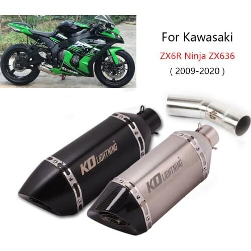 For Kawasaki ZX6R Ninja ZX636 2009-2020 Motorcycle Exhaust Pipe Mid Link Pipe Slip On 51mm Muffler Escape Removable DB Killer