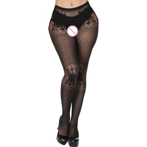 Women Sexy Stocking Stripe Elastic Stockings Transparent Black Fishnet Stocking Thigh Sheer Tights Embroidery Pantyhose