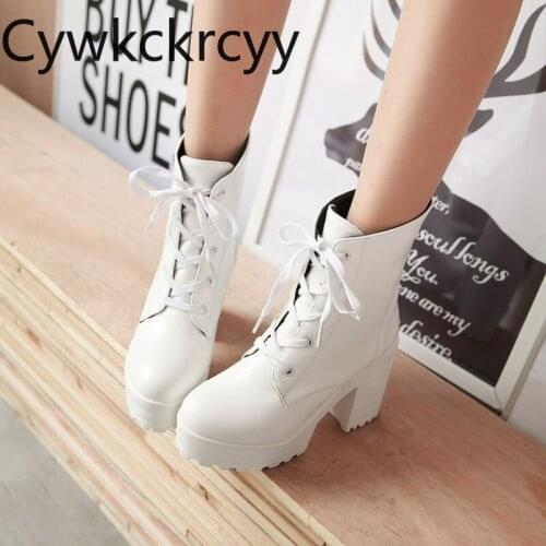 Winter The New fashion Round head Thick heel Waterproof platform Martin Women boots Plus velvet Keep warm High heel Women boots