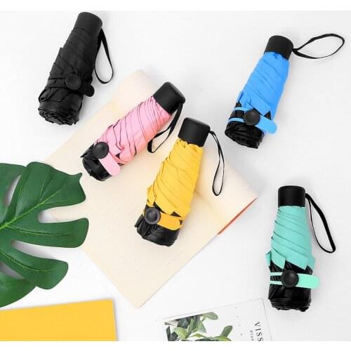 Sun Rain Pocket Umbrella Anti UV Mini Five-folding Umbrella Folding Windproof Lightweight Travel Women Umbrella