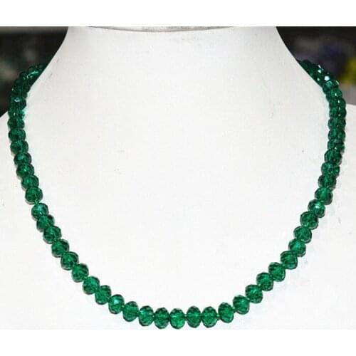 30% off Wholesale prices Fast SHIPPING NEW 5X8mm malachite green faceted crystal Jewelry Necklace 18 " WW