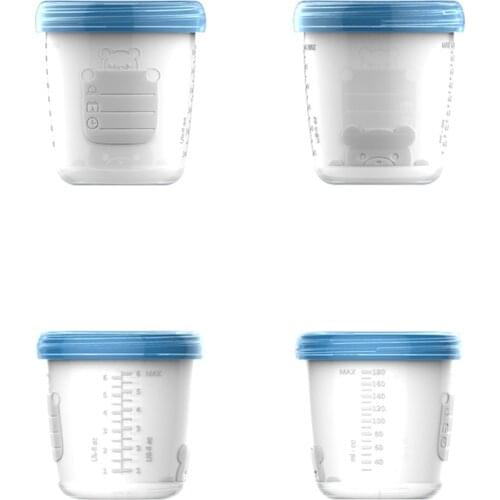 4 Pieces/Set 180ml Breast Milk Storage Bottle Wide Neck Infant Newborn Food Freezer Fresh Cup BPA Free Products NBB0034