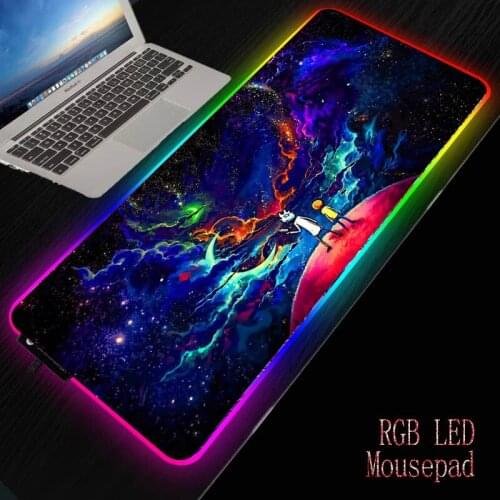 Anime Morty RGB Gamer Large Mousepad LED Lighting USB Keyboard Colorful Desk Pad Mice Mat for Computer Laptop