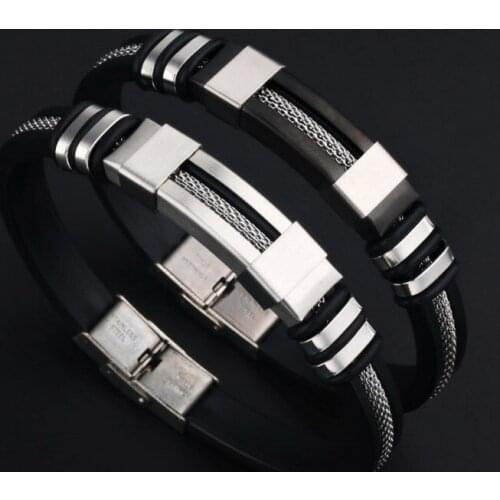 Personality Popcorn Chain Bracelet Men Punk Stainless Steel Silicone Bracelet Charm Bracelets Popcorn Chain Jewelry For Women