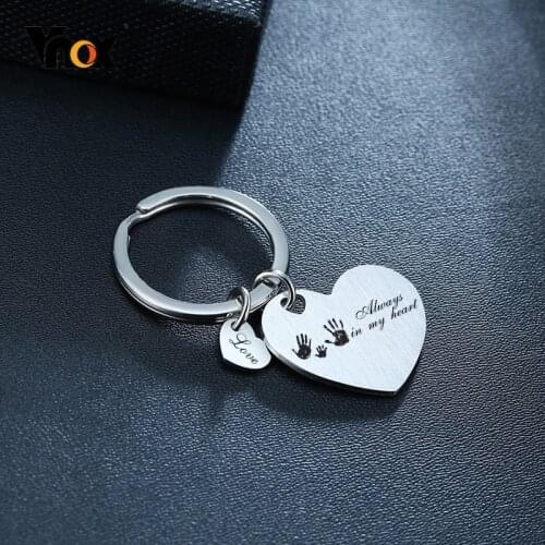 Vnox Custom Engrave Stainless Steel Key Chains for Memorial Family Love Gifts Personalized Special Date Jewelry