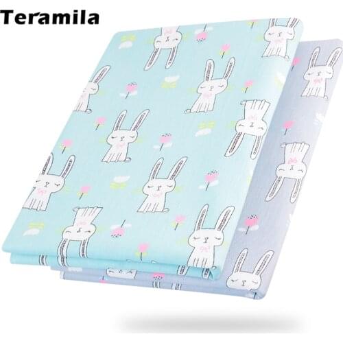 Teramila Cartoon Cute Rabbit Design 100% Cotton Fabric Fat Quarters Gray Textile Material Patchwork Art Work Tissu Telas