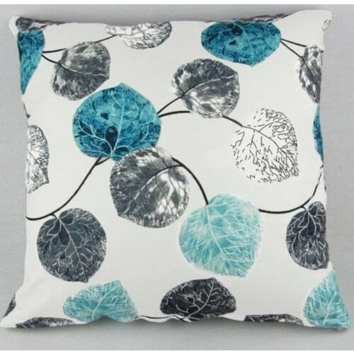 Grey Blue Leaves Throw Pillow Case Cushion Case Square 18" FashionSoft Room Gifts Single Sides Printing