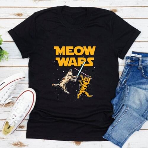Colored Cat Wars 100% Cotton T-shirt Funny Cats Fighting Tee Shirt Top Aesthetic Cat Mom Gift Tshirt