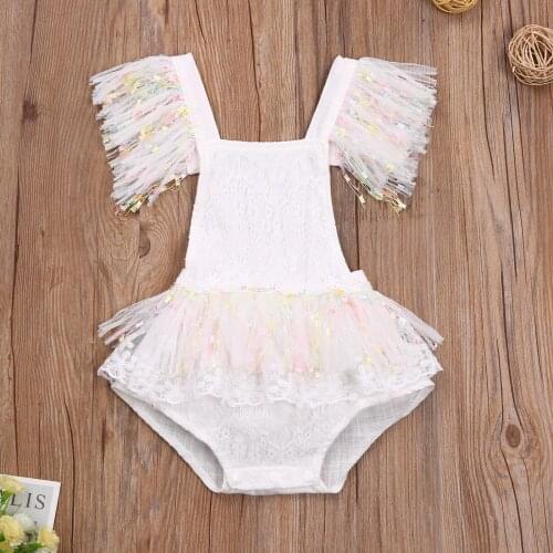 3M-3Y Summer Newborn Infant Baby Girls Princess Romper Lace Tassel Tutu Birthday Party Clothes For Baby Girl Jumpsuit