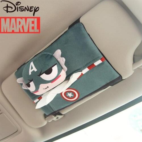 Disney Marvel Car Sun Visor Type Tissue Box Ceiling Cartoon Car Tissue Cover Creative Car Pumping Paper Package Tissue Paper