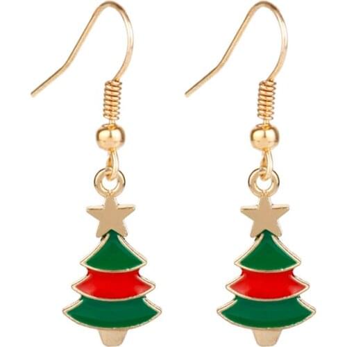Dongsheng Elk Santa Claus Christmas Tree Earings Dangle Earring Gold Jewelry Party Earrings for Women Girl Christmas Gift