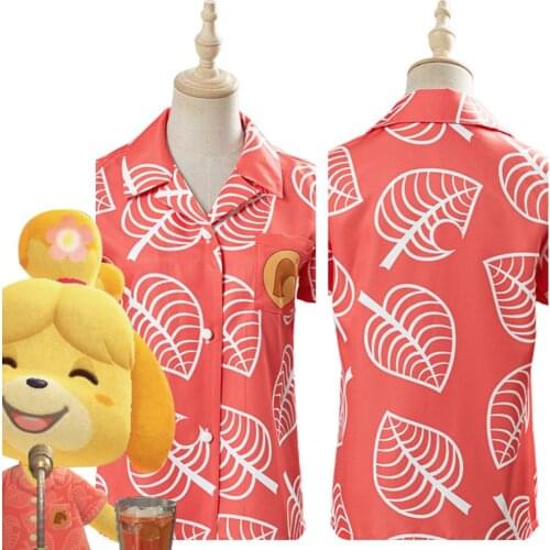 Game Animal Cosplay Crossing Isabelle Shirt Cosplay Costume T-shirt Adult Women Short Sleeve Shirts Top Summer Tee