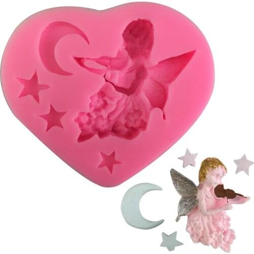 KUXSE Angel Baby Silicone Molds Star Moon Fondant Cake Decorating Tools Chocolate Gumpaste Mold Sugarcraft Baking Tool