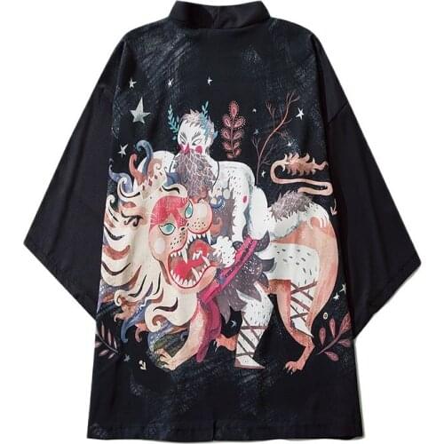 Kimono Man Japanese Clothes Yukata Female Samurai Costume Haori Obi Beach Cardigan Streetwear Jacket