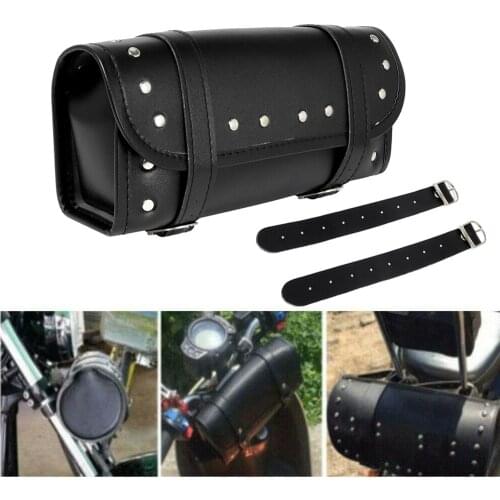 Motorcycle Leather Fork Tool Bag Storage Travel Pouch Front Luggage Bags For Harley Sportster XL Touring Softail Dyna Road King